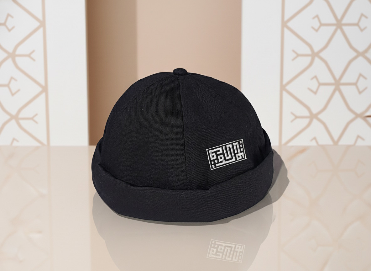Plain Solid Brimless Cap Adjustable Viral Topiah Fashion Kopiah Songkok (Black) - Image 2