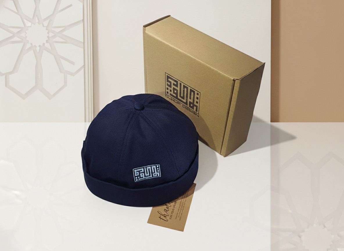 Plain Solid Brimless Cap Adjustable Viral Topiah Fashion Kopiah Songkok (Blue)